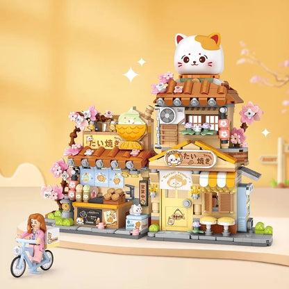 Cat Taiyaki Flower Cafes Foldable Micro Building Set Collection