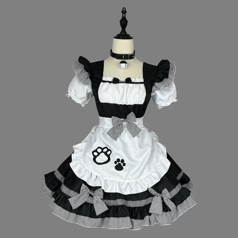 Pink Black Paw Lolita Maid Cosplay Women's Dress