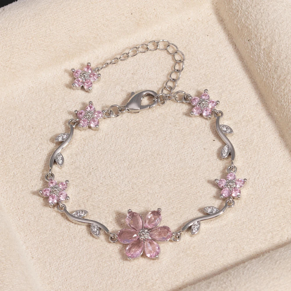Sweetheart Blossom Floral Charm Bracelet