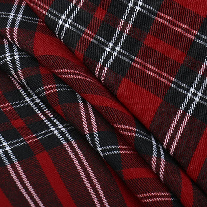 Harajuku Lolita Gothic Rouge Red Laced Plaid Pleated Skirt