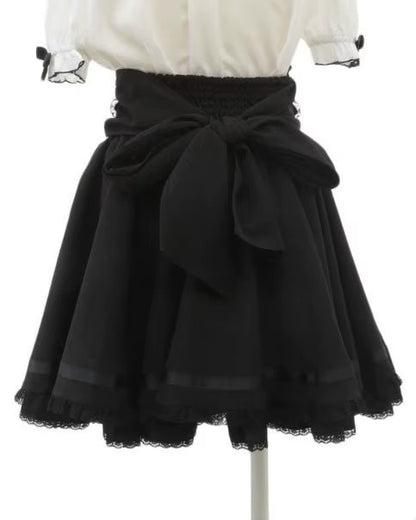 Gothic Heart Bow High Waist Black Plaid Skirt