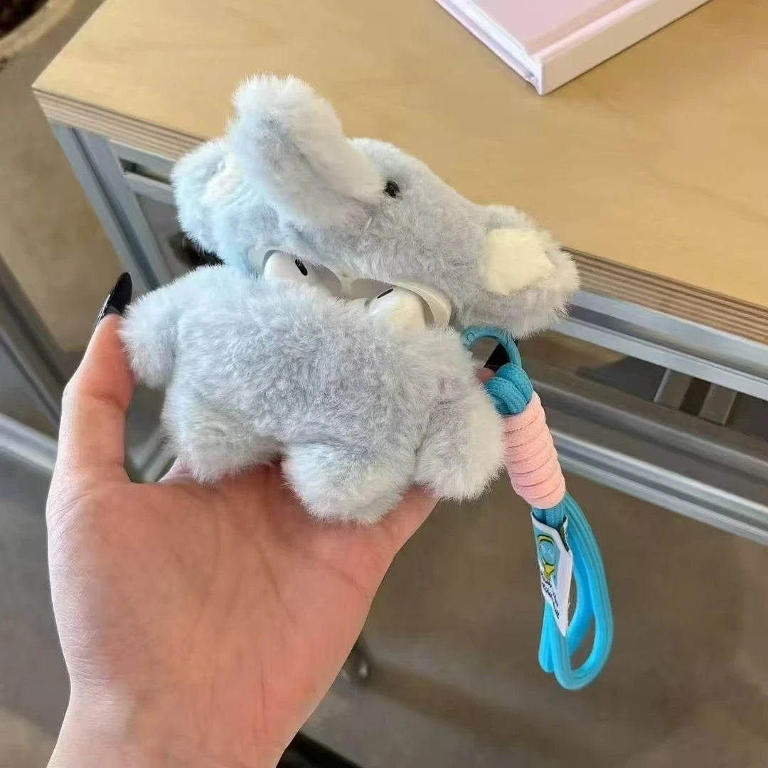 Fluffy Elephant Plush Airpods Case