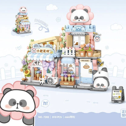 Panda Taiyaki Flower Cafes Foldable Micro Building Set Collection
