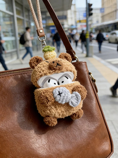Winter Capybara Plush Airpods Case