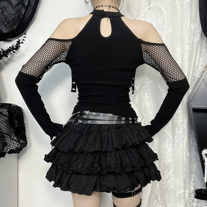 Shadow Mesh Gothic Harness Women's Top