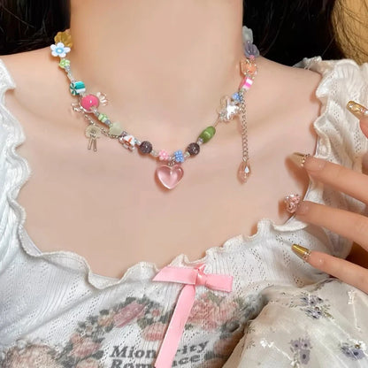 Chunky Pastel Y2K Charm Necklace