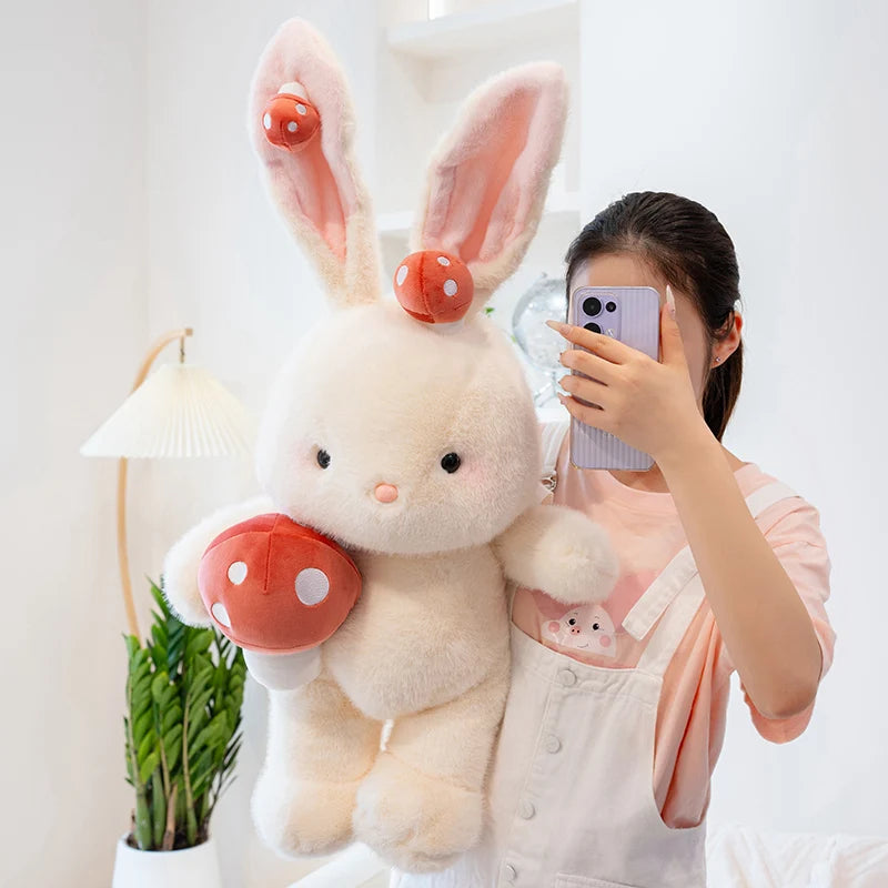 Kawaii White Bunny Mushroom Plushie