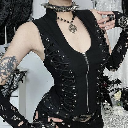 Midnight Gothic Corset Zip Up Women's Top