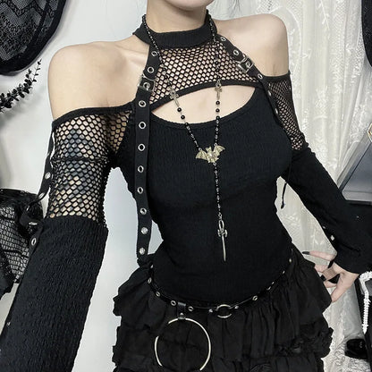 Shadow Mesh Gothic Harness Women's Top
