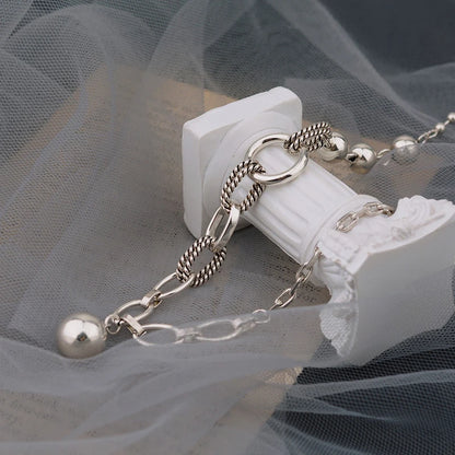 925 Sterling Silver Luna Link Pearl Necklace