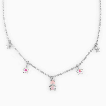 Kawaii Starry Bear Pink 18K Gold-Plated Station Necklace