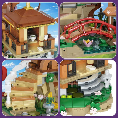 Japanese Purple Cherry Blossom Sakura Tree House Micro Building Set