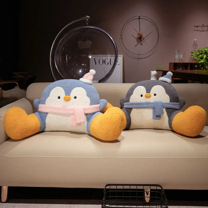 Fluffy Penguin Backrest Cushion Pillow Seat