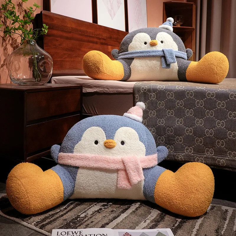 Fluffy Penguin Backrest Cushion Pillow Seat