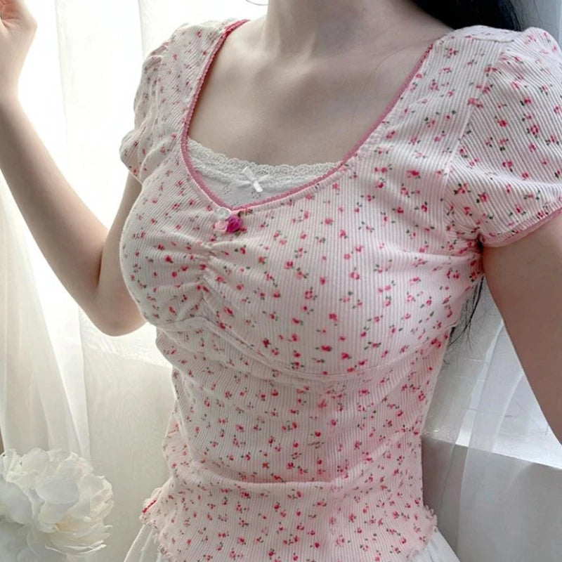 Cherry Blossom Ruched Women's Tee