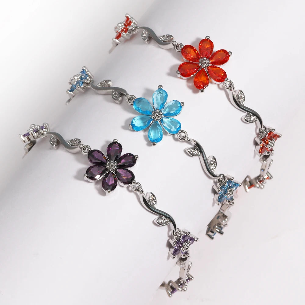 Sweetheart Blossom Floral Charm Bracelet
