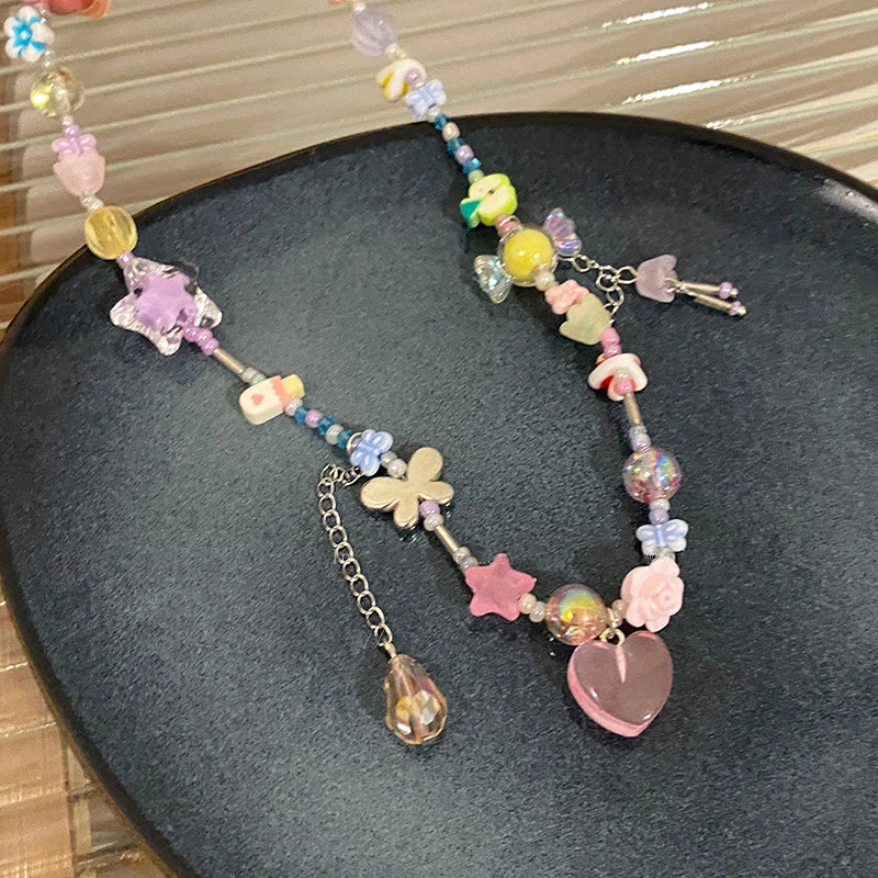 Chunky Pastel Y2K Charm Necklace