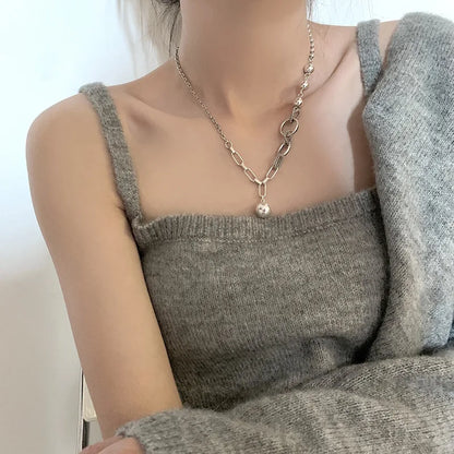 925 Sterling Silver Luna Link Pearl Necklace