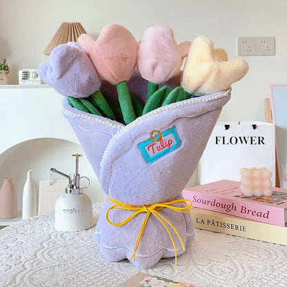 Pastel Tulip Plush Flower Bouquet