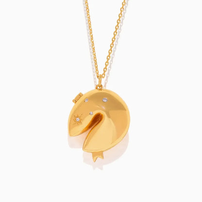 Fortune Cookie Hidden Message 18K Gold-plated Pendant Necklace