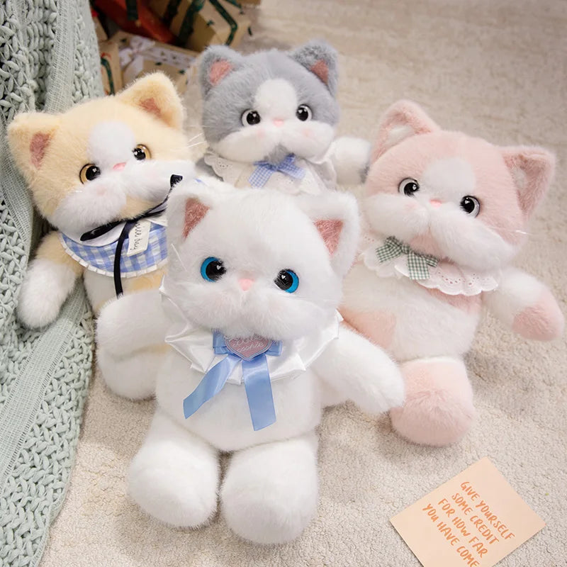 Kawaii Cat Plush Family with Collar