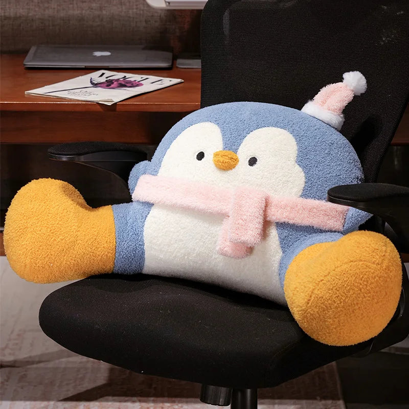 Fluffy Penguin Backrest Cushion Pillow Seat