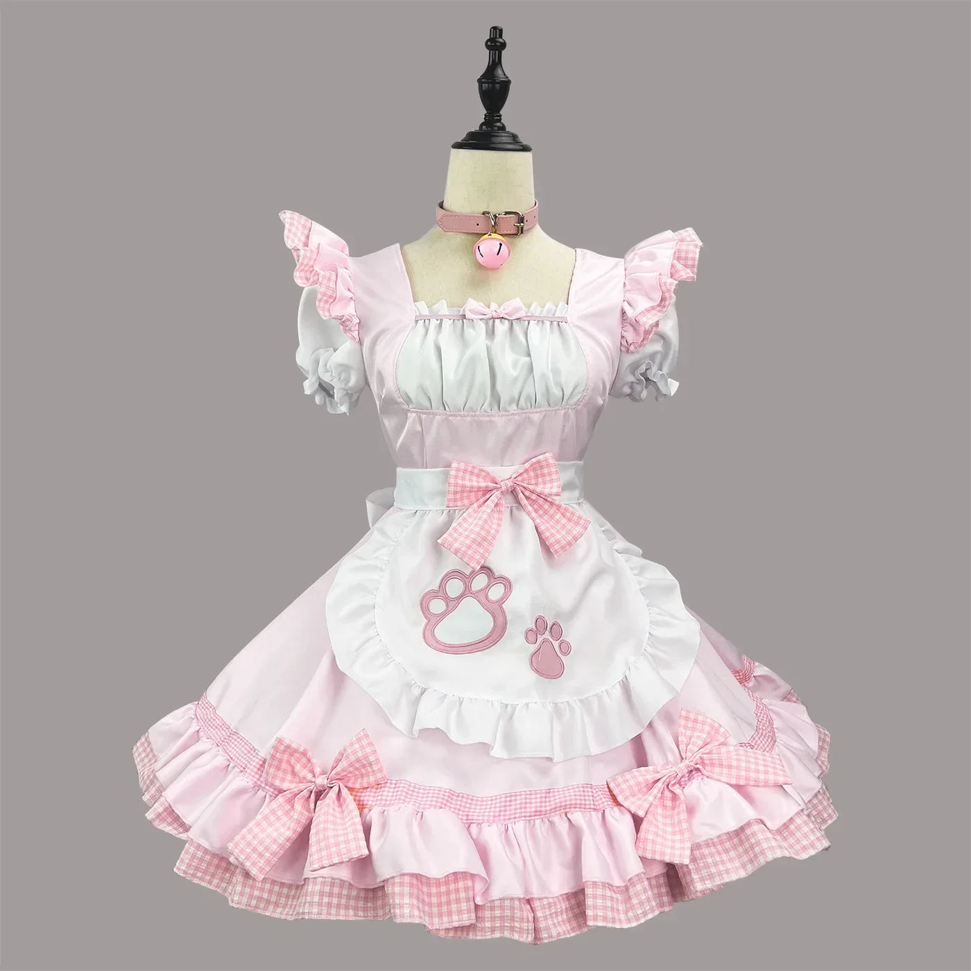 Pink Black Paw Lolita Maid Cosplay Women's Dress