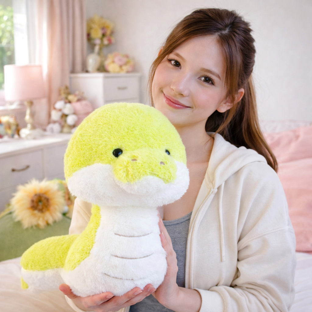 Noodles the Long Green Fluffy Snake