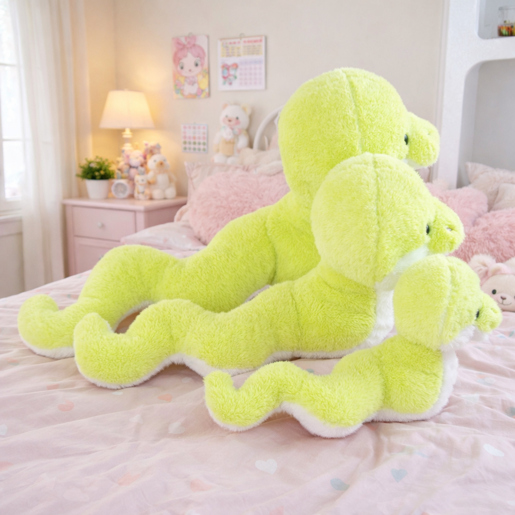 Noodles the Long Green Fluffy Snake