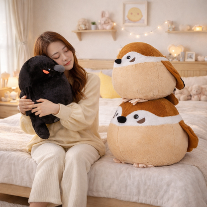 Round Chonky Sparrow Raven Crow Bird Plushies