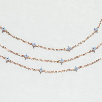 Blooming Baby Blue Flower 18K Gold-Plated Necklace