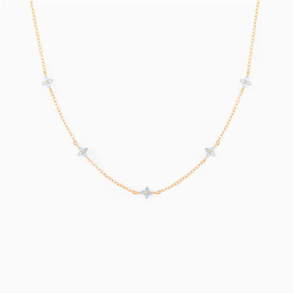 Blooming Baby Blue Flower 18K Gold-Plated Necklace