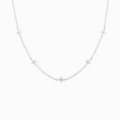 Blooming Baby Blue Flower 18K Gold-Plated Necklace