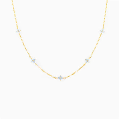 Blooming Baby Blue Flower 18K Gold-Plated Necklace