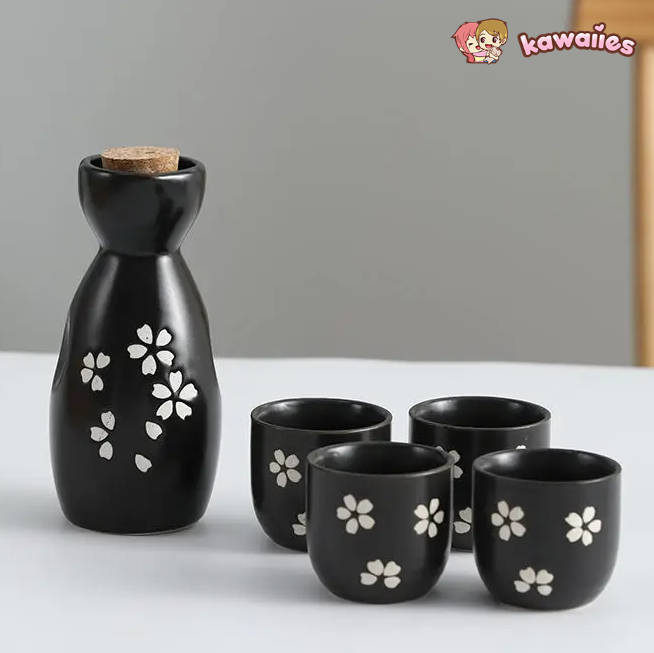 Japanese-themed Elegant Plum Blossom Sake Set 5-Piece Ceramics Sake Cu –  Kawaiies