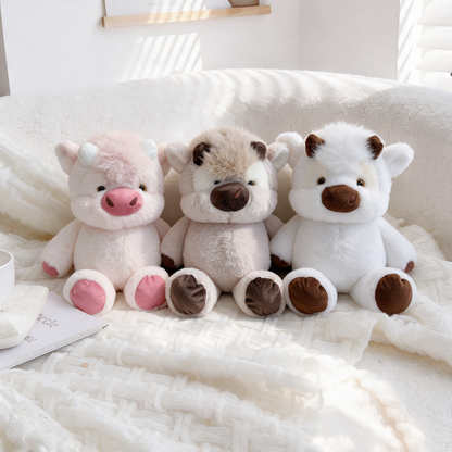 Kawaii Running Cow Plush Family
