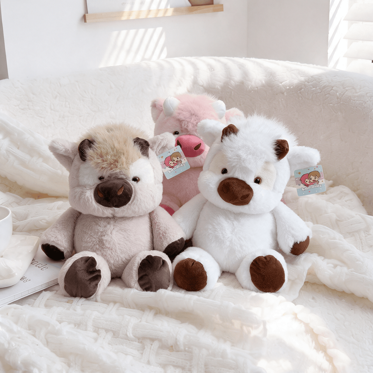Kawaiies Collection - Soft toy - Kawaii Running Cow Plush Family