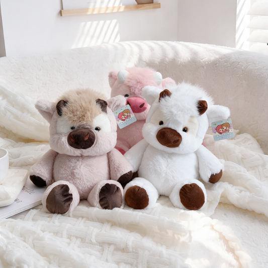Kawaii Running Cow Plush Family
