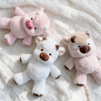 Kawaii Running Cow Plush Family