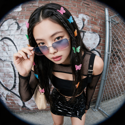 Midnight Mesh Buckle Gothic Women's Crop Top