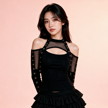 Shadow Mesh Gothic Harness Women's Top