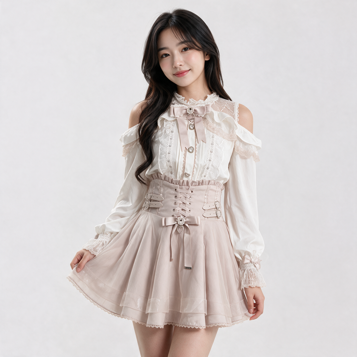 Japanese Kawaii Sweet Lolita Coral Pink Skirt Set