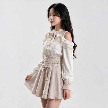 Japanese Kawaii Sweet Lolita Coral Pink Skirt Set