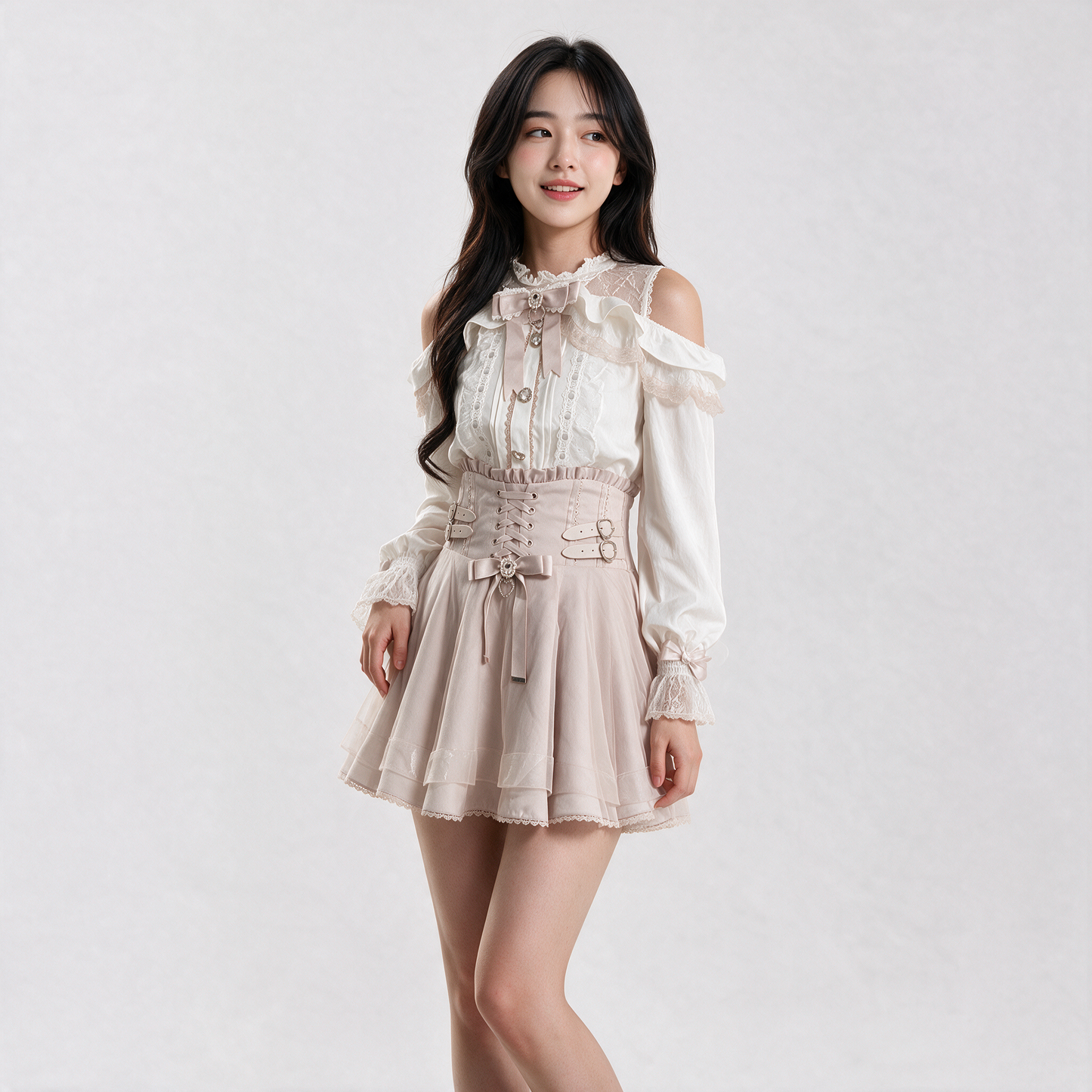 Japanese Kawaii Sweet Lolita Coral Pink Skirt Set