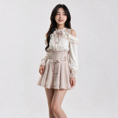 Japanese Kawaii Sweet Lolita Coral Pink Skirt Set