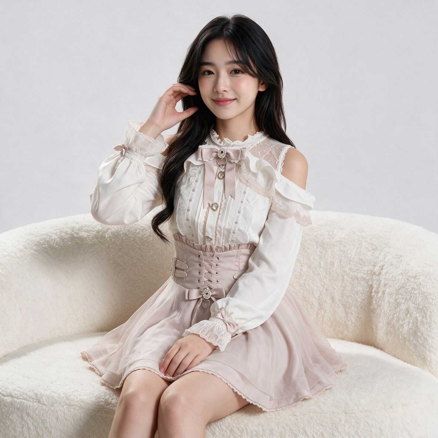 Japanese Kawaii Sweet Lolita Coral Pink Skirt Set