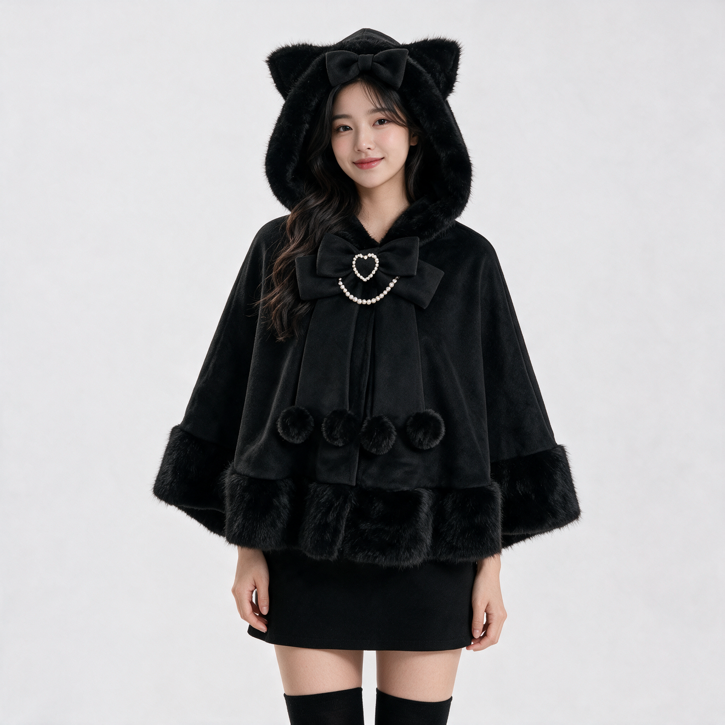 Japanese Kawaii Cat Faux Fur Lolita Poncho