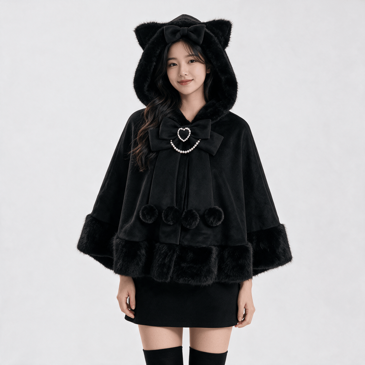 Kawaiies Collection - Apparel - Japanese Kawaii Cat Faux Fur Lolita Poncho