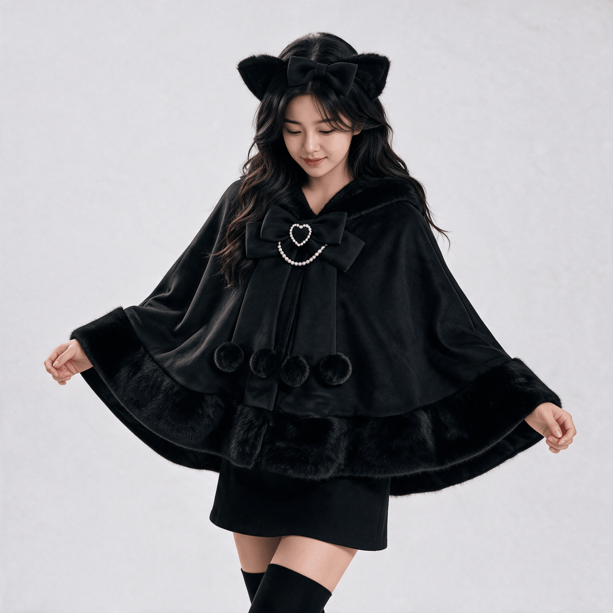 Kawaiies Collection - Apparel - Japanese Kawaii Cat Faux Fur Lolita Poncho
