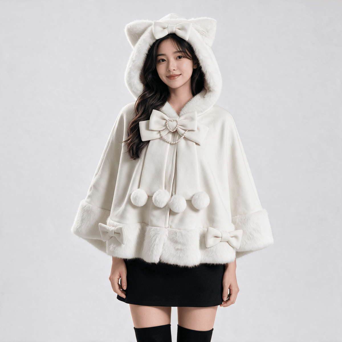 Kawaiies Collection - Apparel - Japanese Kawaii Cat Faux Fur Lolita Poncho